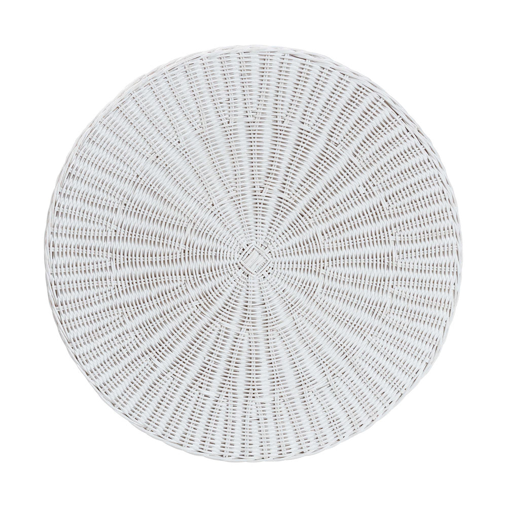 bali & pari - Palm Console Table in White - Palm-White Rattan Round-Console Table view 3