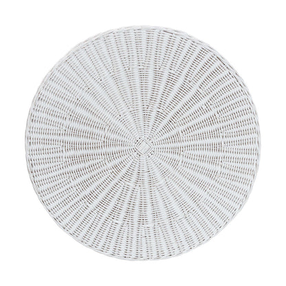 bali & pari - Palm Console Table in White - Palm-White Rattan Round-Console Table view 3