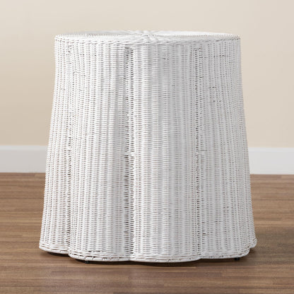 bali & pari - Palm Console Table in White - Palm-White Rattan Round-Console Table view 6