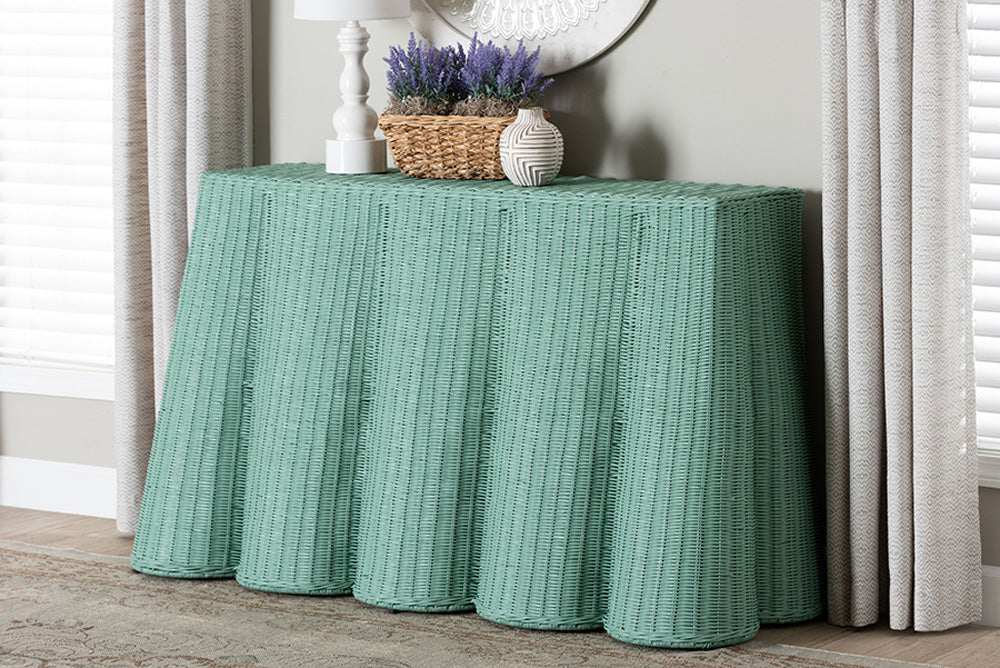 bali & pari - Palm Console Table - Palm-Green Rattan-Console Table view 5