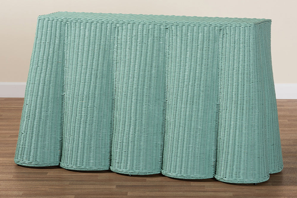 bali & pari - Palm Console Table - Palm-Green Rattan-Console Table view 9