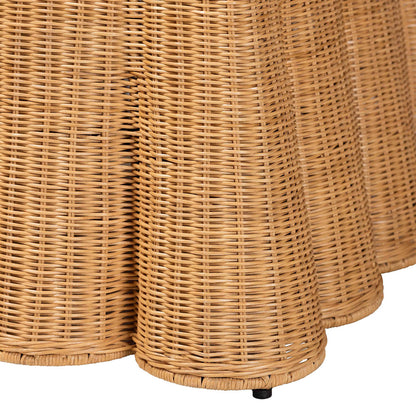 bali & pari - Palm Ottoman Footstool in Honey - Palm-Light Honey Rattan-Ottoman w/ Cushion view 3