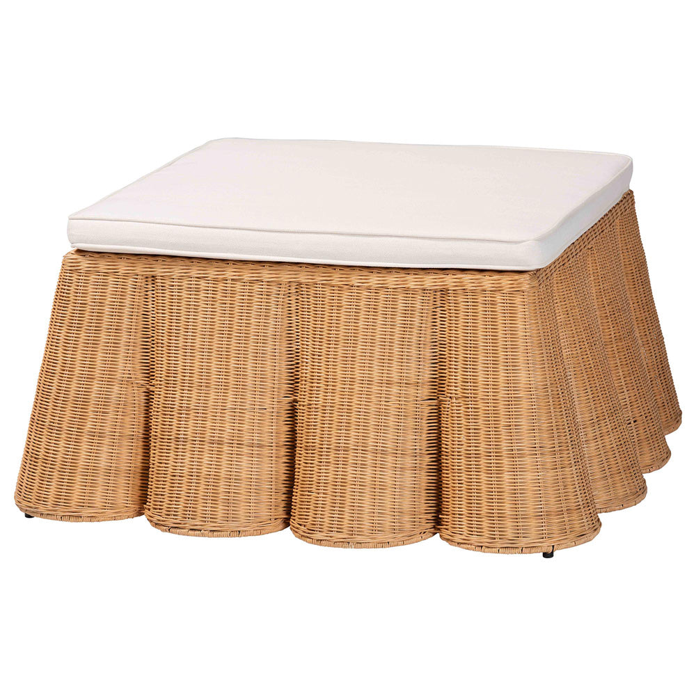 bali & pari - Palm Ottoman in Light Honey - Palm-Light Honey Rattan-35 Ottoman w Cushion view 1