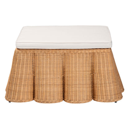 bali & pari - Palm Ottoman in Light Honey - Palm-Light Honey Rattan-35 Ottoman w Cushion view 2
