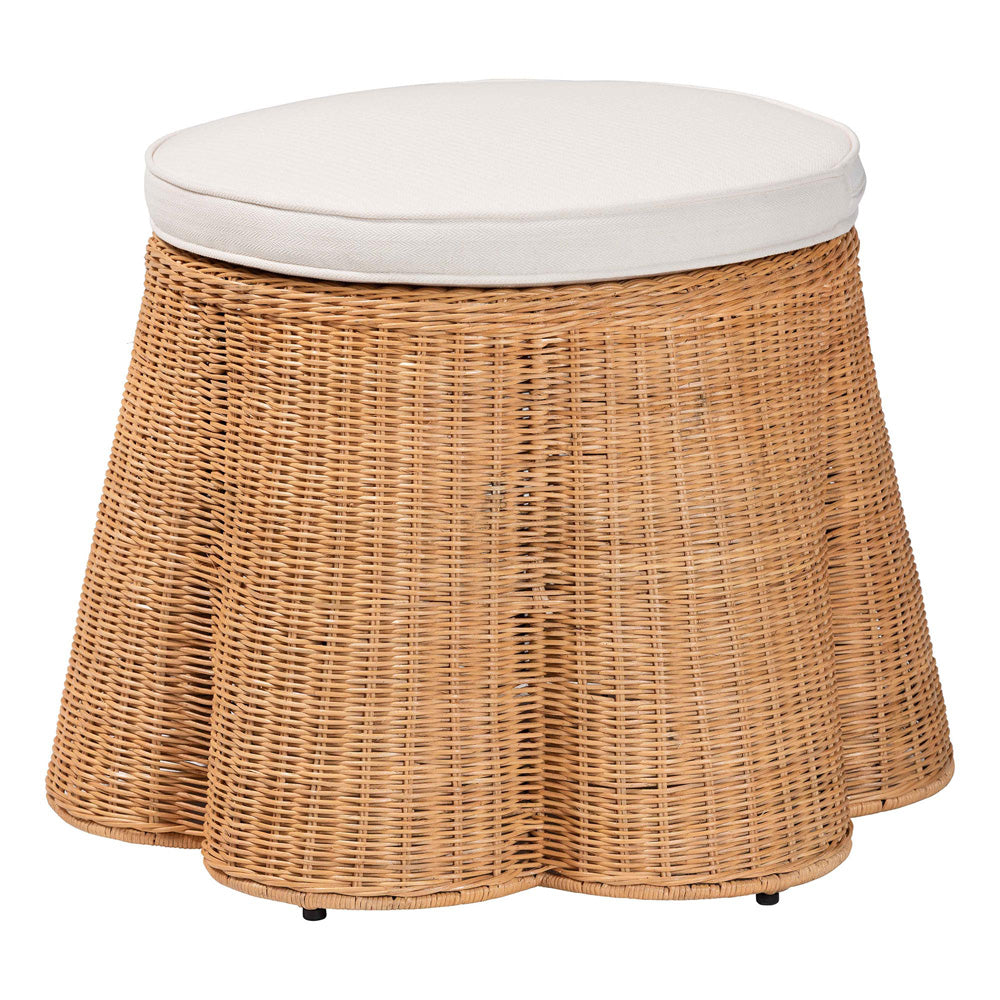 bali & pari - Palm Ottoman in Light Honey - Palm-Light Honey Rattan-51cm Round Ottoman w/Cushion view 1