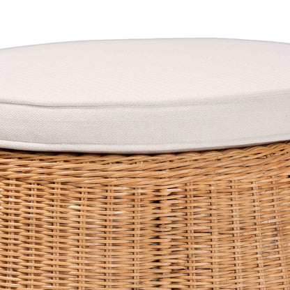 bali & pari - Palm Ottoman in Light Honey - Palm-Light Honey Rattan-51cm Round Ottoman w/Cushion view 2