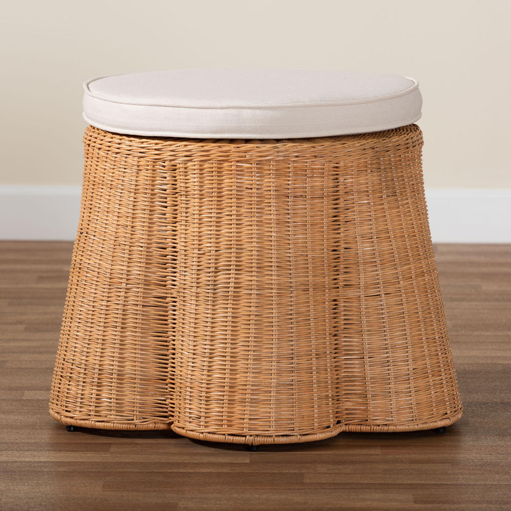 bali & pari - Palm Ottoman in Light Honey - Palm-Light Honey Rattan-51cm Round Ottoman w/Cushion view 6