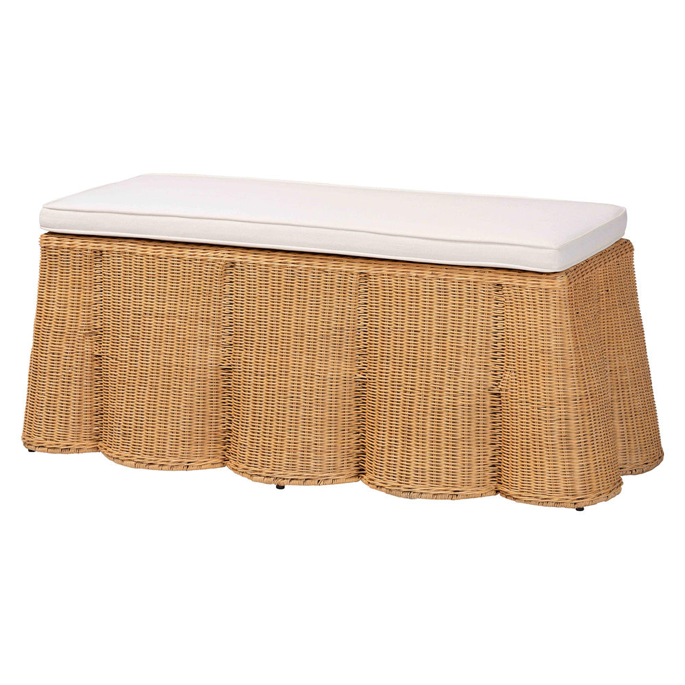 bali & pari - Palm Ottoman in Light Honey - Palm-Light Honey Rattan-Rectangle Ottoman w/ Cushion view 1
