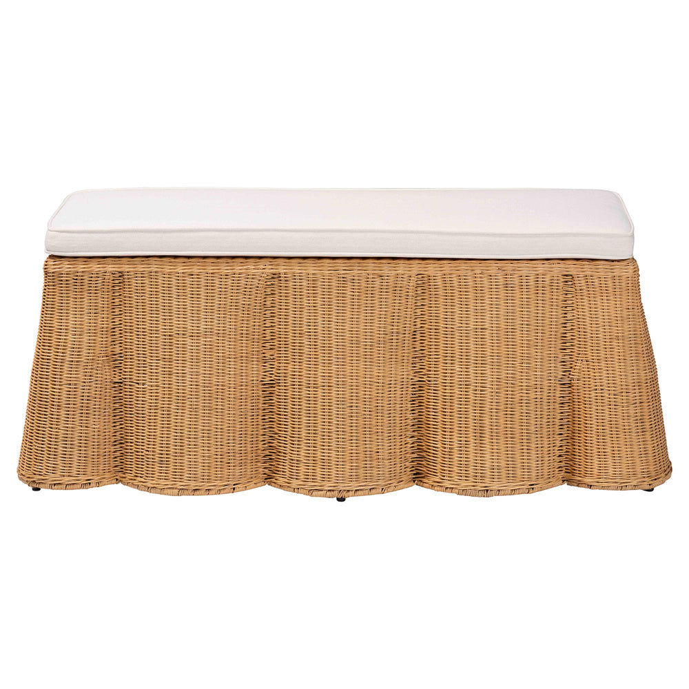 bali & pari - Palm Ottoman in Light Honey - Palm-Light Honey Rattan-Rectangle Ottoman w/ Cushion view 2