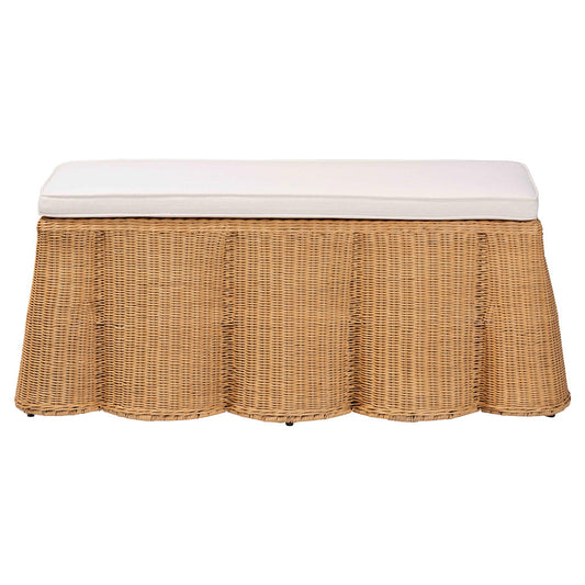 bali & pari - Palm Ottoman in Light Honey - Palm-Light Honey Rattan-Rectangle Ottoman w/ Cushion view 2