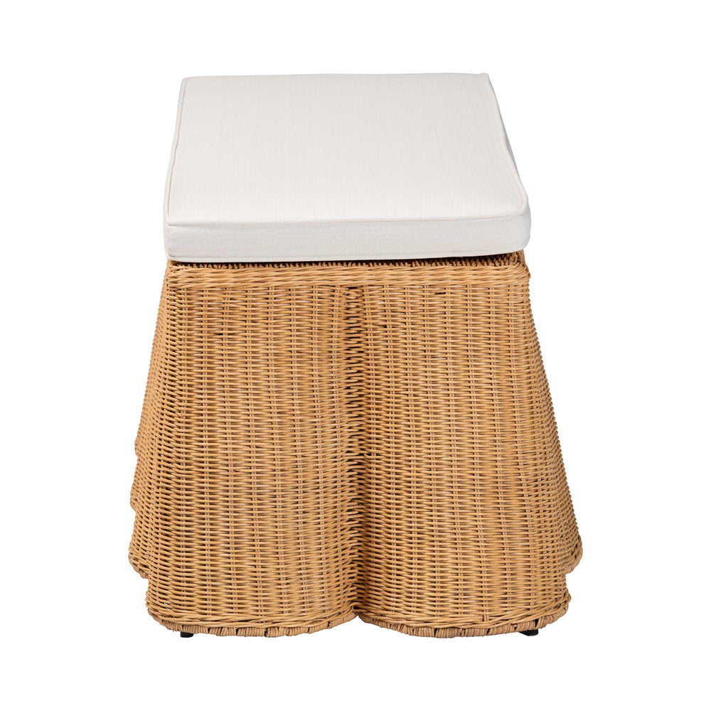 bali & pari - Palm Ottoman in Light Honey - Palm-Light Honey Rattan-Rectangle Ottoman w/ Cushion view 3