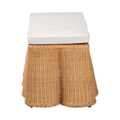 bali & pari - Palm Ottoman in Light Honey - Palm-Light Honey Rattan-Rectangle Ottoman w/ Cushion view 3