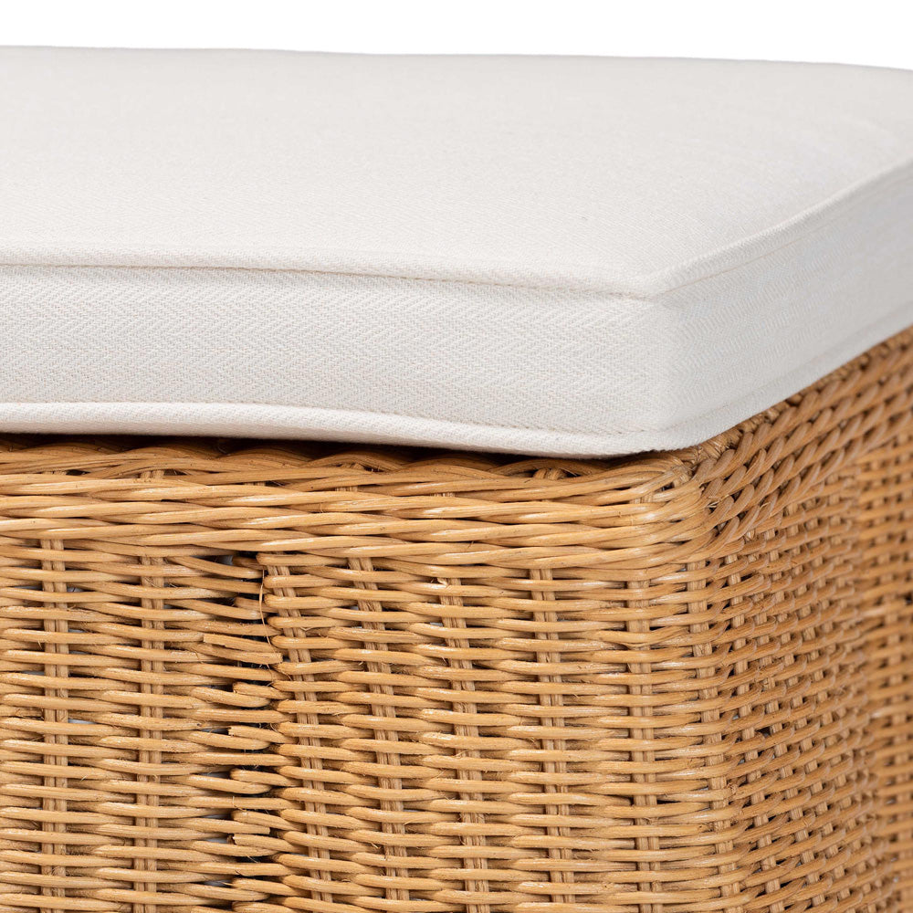 bali & pari - Palm Ottoman in Light Honey - Palm-Light Honey Rattan-Rectangle Ottoman w/ Cushion view 4