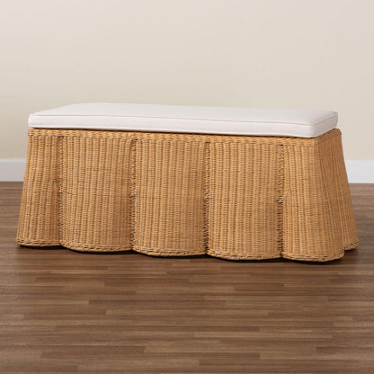 bali & pari - Palm Ottoman in Light Honey - Palm-Light Honey Rattan-Rectangle Ottoman w/ Cushion view 8