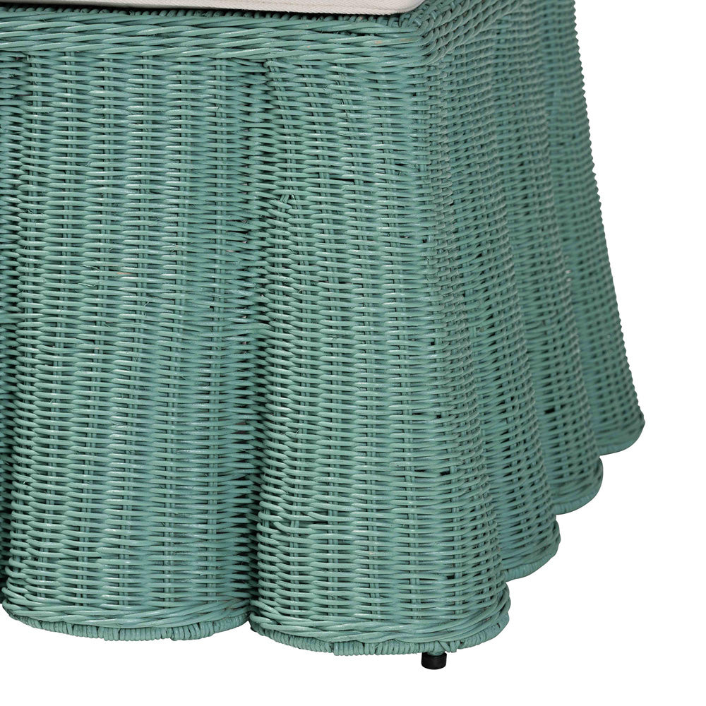 bali & pari - Palm Ottoman in Seafoam Green - Palm-Green Rattan-Ottoman w/ Cushion view 3
