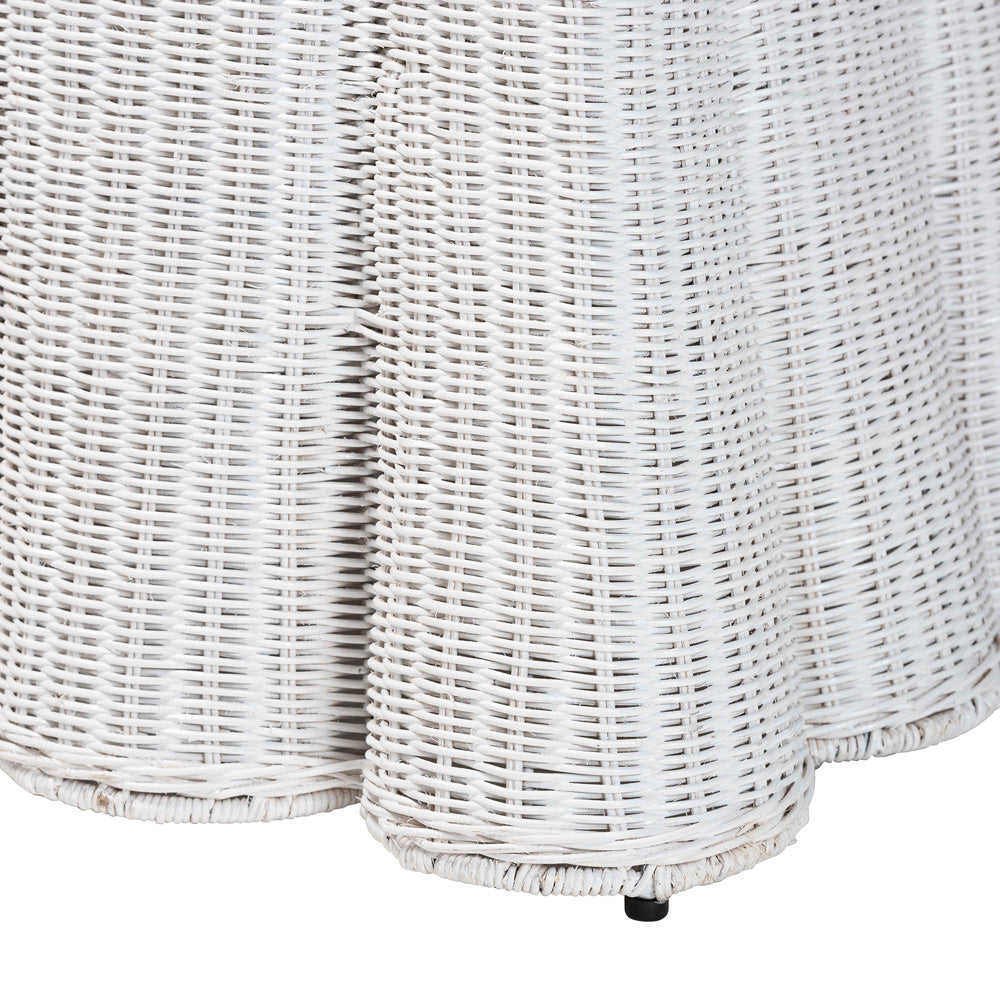 bali & pari - Palm Ottoman in White - Palm-White Rattan-Ottoman w/ Cushion view 3