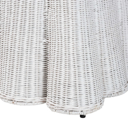bali & pari - Palm Ottoman in White - Palm-White Rattan-Ottoman w/ Cushion view 3