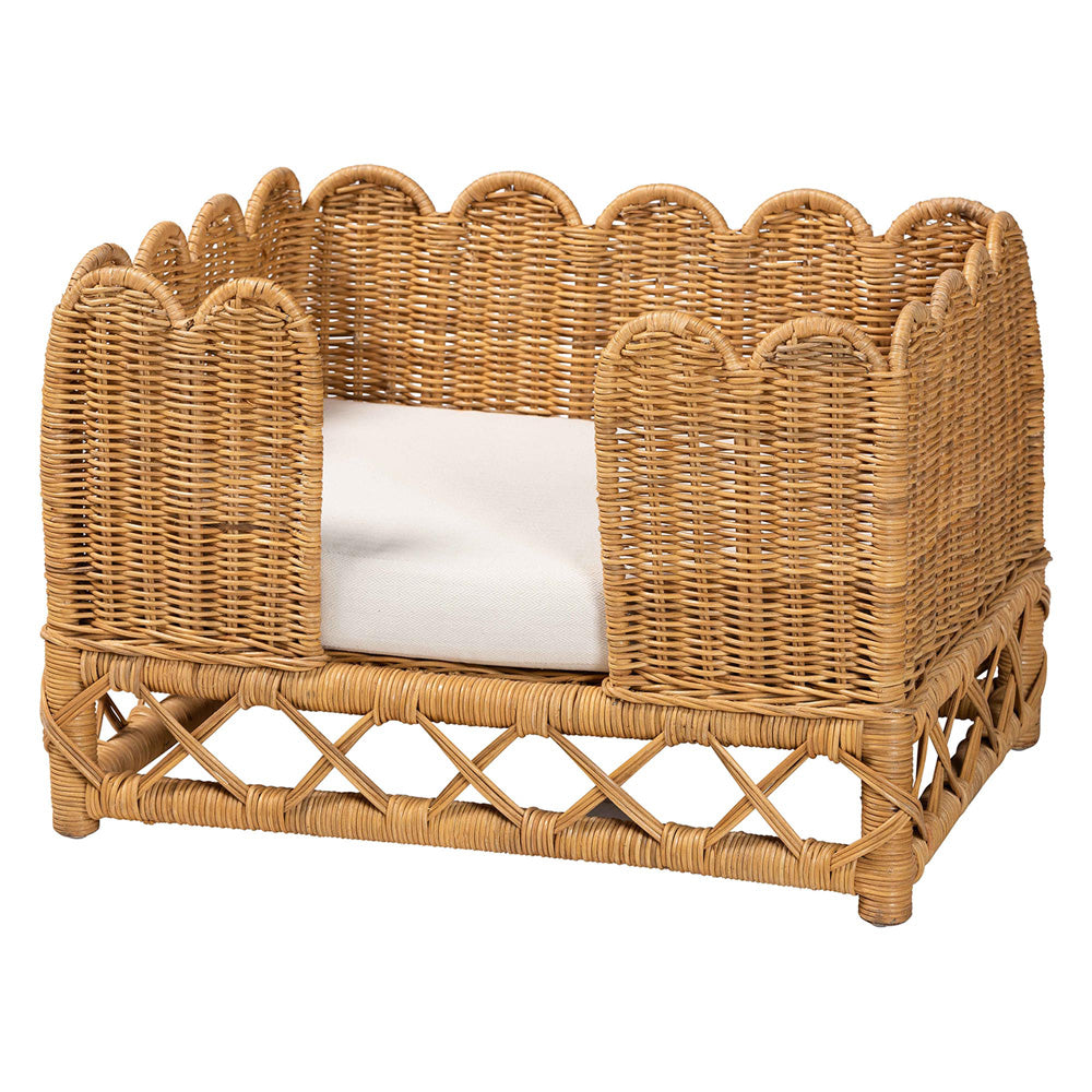 bali & pari - Palm Pet Bed in Light Honey - Palm Short-Natural Rattan-Pet Bed view 1