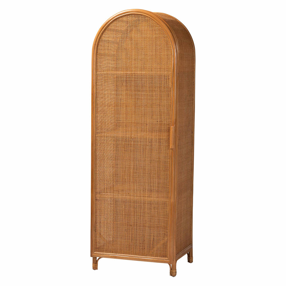 bali & pari - Paloma Decorative Cabinet in Light Honey - Ayou-Light Honey Rattan-Tall Cabinet view 1