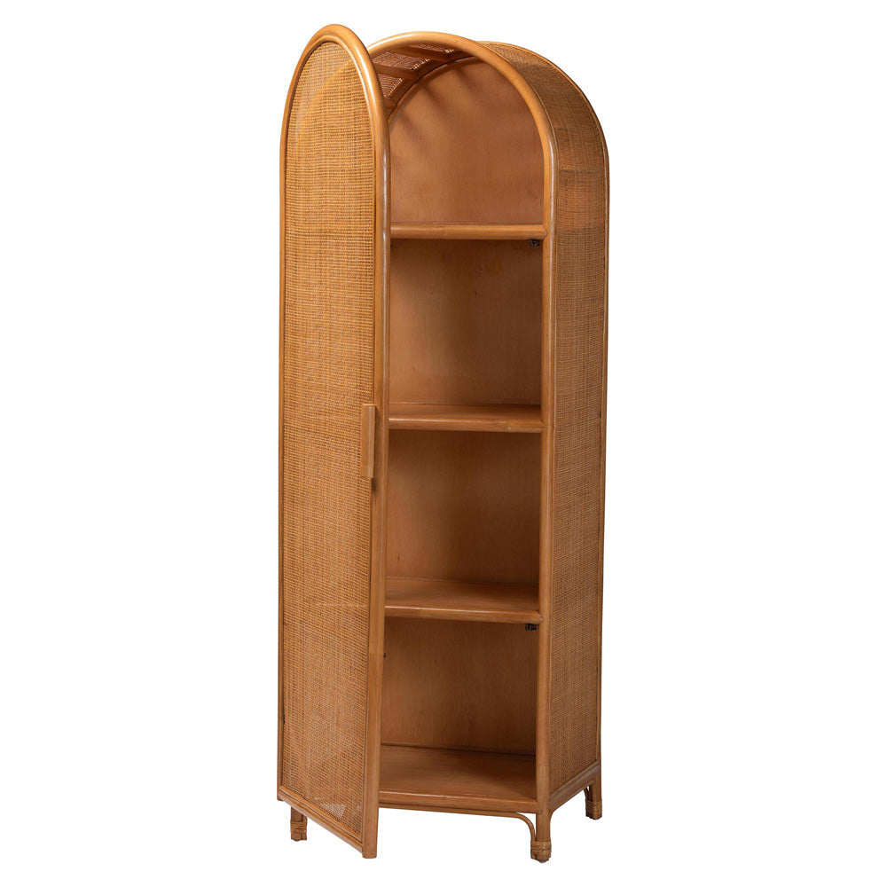 bali & pari - Paloma Decorative Cabinet in Light Honey - Ayou-Light Honey Rattan-Tall Cabinet view 2