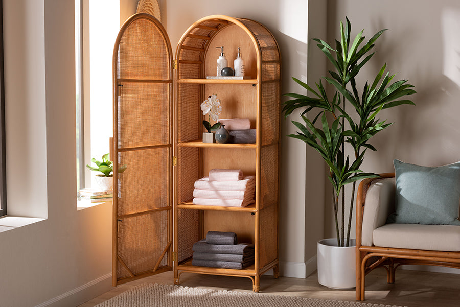 bali & pari - Paloma Decorative Cabinet in Light Honey - Ayou-Light Honey Rattan-Tall Cabinet view 10