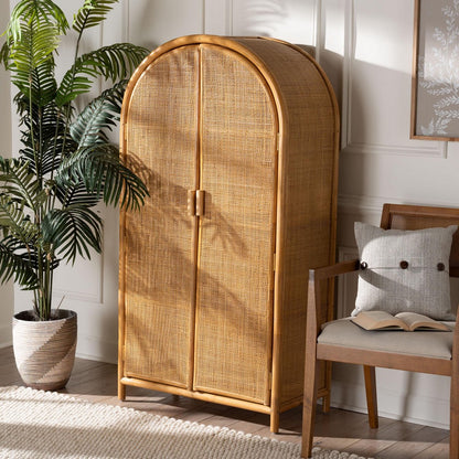 bali & pari - Paloma Storage Cabinet in Light Honey - Puerterico-Light Honey Rattan-Large-Cabinet view 8