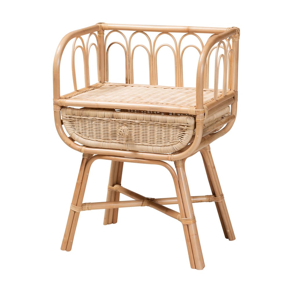 bali & pari - Panchali Nightstand in Natural Brown - WS027-Rattan-NS view 1