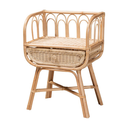 bali & pari - Panchali Nightstand in Natural Brown - WS027-Rattan-NS view 1