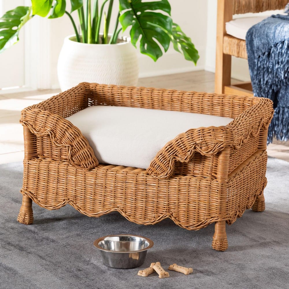 bali & pari - Papina Pet Bed in Light Honey - DC1122-Natural Rattan-Sm-Cushion-Pet Bed view 8