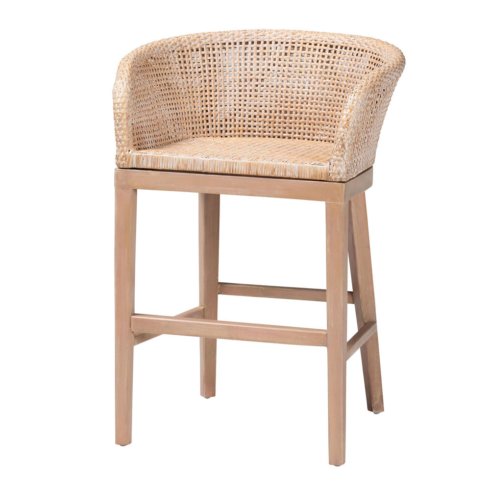 bali & pari - Papua Counter Stool in Antique white wash/ Light brown - Papua-Wood/Antil White Wash-CS view 1
