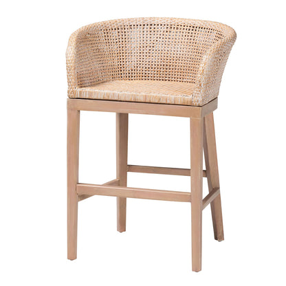 bali & pari - Papua Counter Stool in Antique white wash/ Light brown - Papua-Wood/Antil White Wash-CS view 1