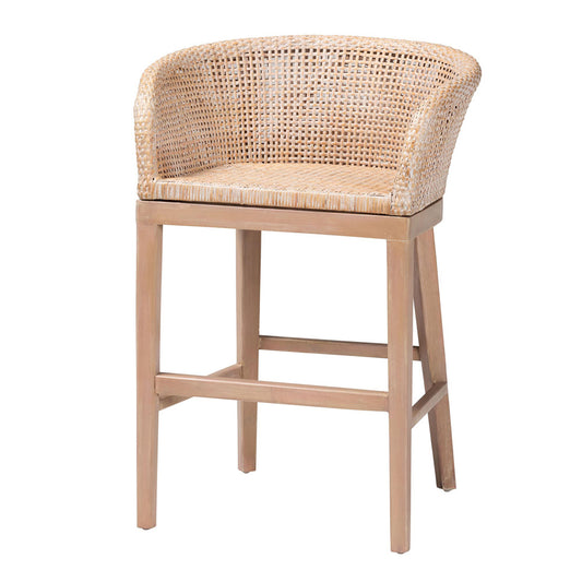 bali & pari - Papua Counter Stool in Antique white wash/ Light brown - Papua-Wood/Antil White Wash-CS view 1