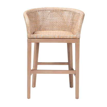 bali & pari - Papua Counter Stool in Antique white wash/ Light brown - Papua-Wood/Antil White Wash-CS view 2