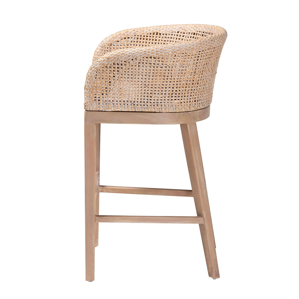 bali & pari - Papua Counter Stool in Antique white wash/ Light brown - Papua-Wood/Antil White Wash-CS view 3
