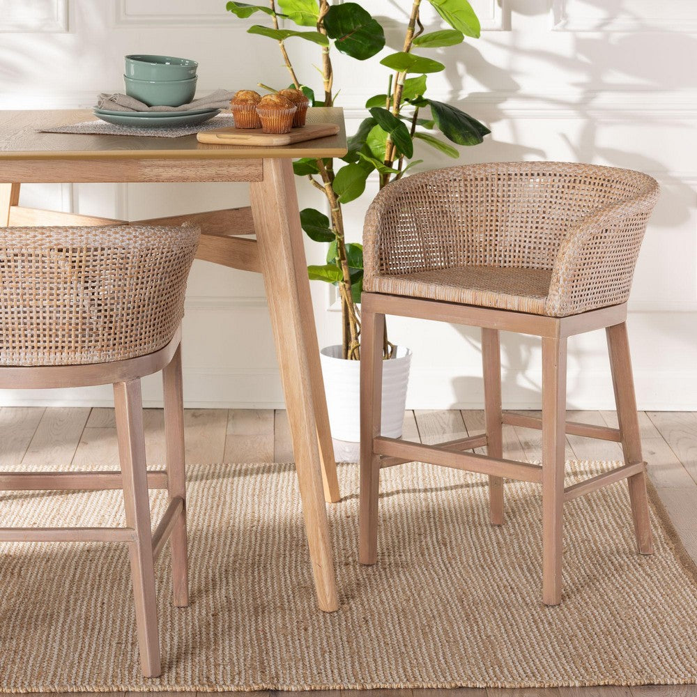 bali & pari - Papua Counter Stool in Antique white wash/ Light brown - Papua-Wood/Antil White Wash-CS view 8