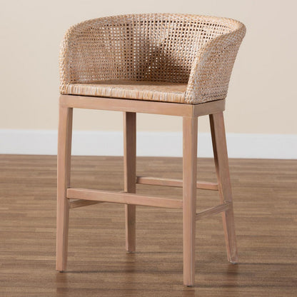 bali & pari - Papua Counter Stool in Antique white wash/ Light brown - Papua-Wood/Antil White Wash-CS view 9