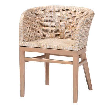 bali & pari - Papua Dining Chair in Antique white wash/ Light brown - Papua-Wood/Antil White Wash-DC view 1