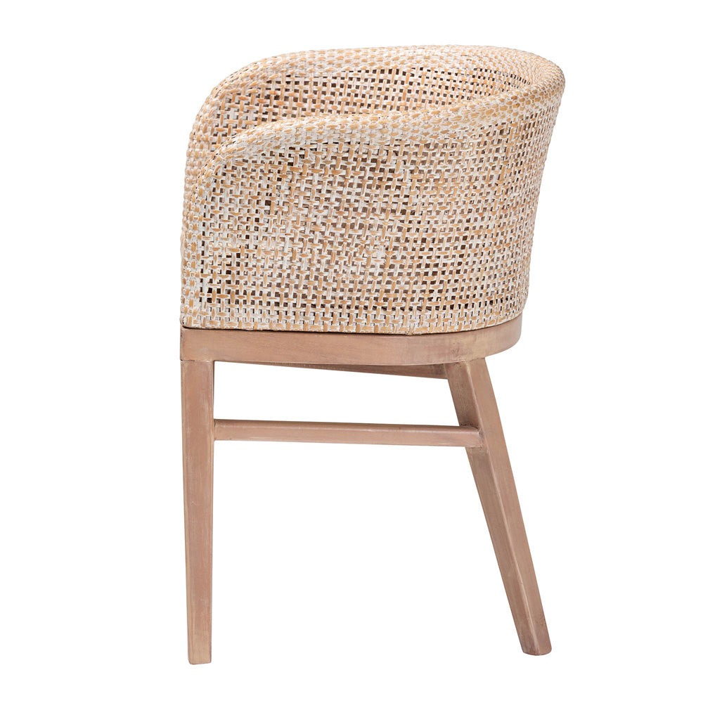 bali & pari - Papua Dining Chair in Antique white wash/ Light brown - Papua-Wood/Antil White Wash-DC view 3