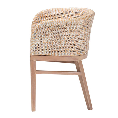 bali & pari - Papua Dining Chair in Antique white wash/ Light brown - Papua-Wood/Antil White Wash-DC view 3