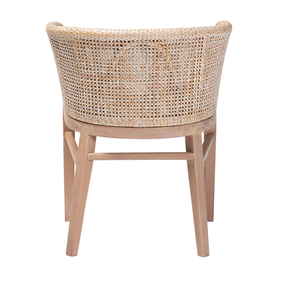 bali & pari - Papua Dining Chair in Antique white wash/ Light brown - Papua-Wood/Antil White Wash-DC view 4