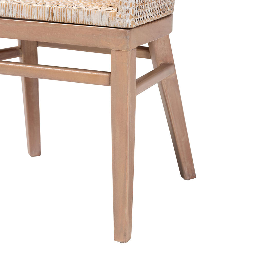 bali & pari - Papua Dining Chair in Antique white wash/ Light brown - Papua-Wood/Antil White Wash-DC view 6