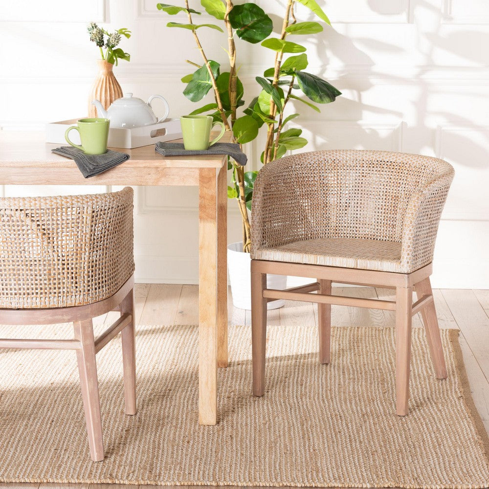 bali & pari - Papua Dining Chair in Antique white wash/ Light brown - Papua-Wood/Antil White Wash-DC view 8