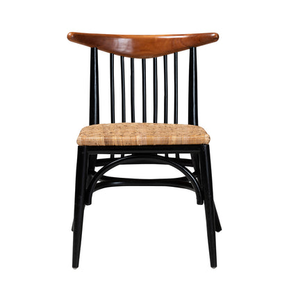 bali & pari - Parthenia Dining Chair in Walnut Brown/Natural Brown/Black - Promedane-Black Rattan-DC view 2