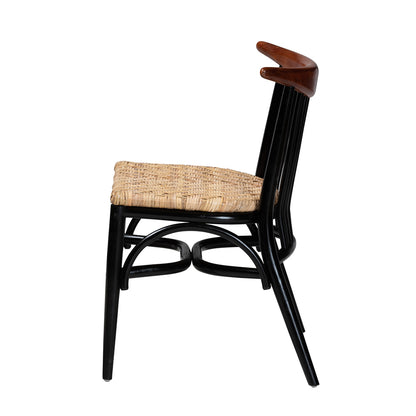 bali & pari - Parthenia Dining Chair in Walnut Brown/Natural Brown/Black - Promedane-Black Rattan-DC view 3