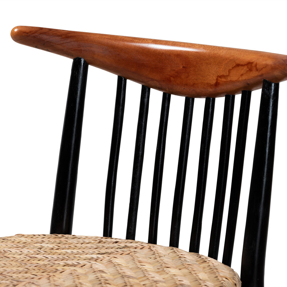 bali & pari - Parthenia Dining Chair in Walnut Brown/Natural Brown/Black - Promedane-Black Rattan-DC view 5