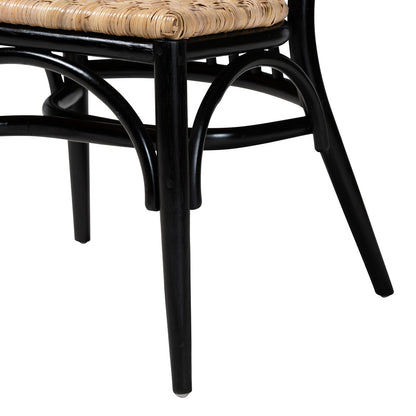 bali & pari - Parthenia Dining Chair in Walnut Brown/Natural Brown/Black - Promedane-Black Rattan-DC view 6