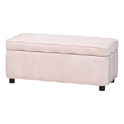 bali & pari - PaulinaBench in Light Pink/Black - BBT3246-Light Pink Velvet-Storage-Bench view 1
