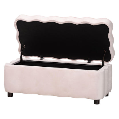bali & pari - PaulinaBench in Light Pink/Black - BBT3246-Light Pink Velvet-Storage-Bench view 3