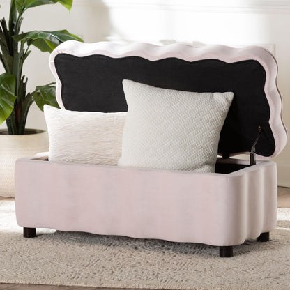 bali & pari - PaulinaBench in Light Pink/Black - BBT3246-Light Pink Velvet-Storage-Bench view 9