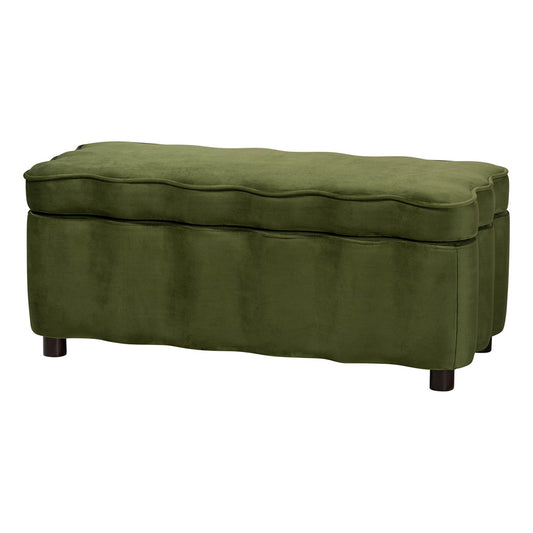 bali & pari - PaulinaBench in Moss Green/Black - BBT3246-Moss Green Velvet-Storage-Bench view 1
